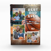 Beste Papa Basketbal 3 Foto's Vaderdag Blok (Voorkant)