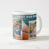 Beste Papa Basketbal Bal 3 Foto Collage Vader Grote Koffiekop (Voorkant rechts)