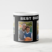 Beste Papa Basketbal Bal 3 Foto Collage Vader Grote Koffiekop (Voorkant)