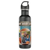 Beste Papa Basketbal Bal 3 Foto Collage Vader Waterfles (Voorkant)