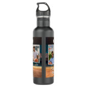 Beste Papa Basketbal Bal 3 Foto Collage Vader Waterfles (Achterkant)