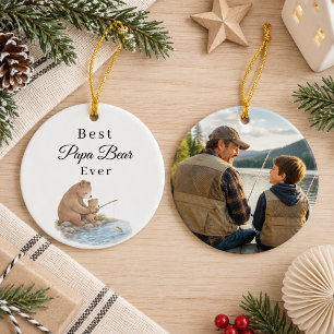 Beste Papa Beer Ooit Zoon Vissend Foto Keramisch Ornament