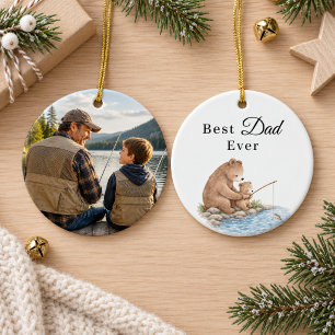 Beste Papa Beer Zoon Vissen Foto Keramisch Ornament