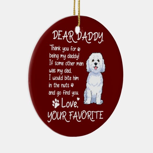 Beste papa Bichon Frise Dog Vaderdag Keramisch Ornament (Rechts)