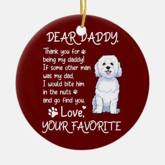 Beste papa Bichon Frise Dog Vaderdag Keramisch Ornament (Voorkant)