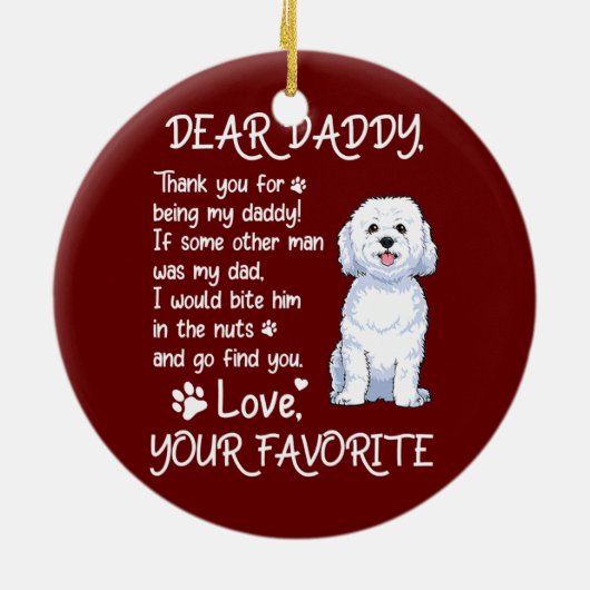 Beste papa Bichon Frise Dog Vaderdag Keramisch Ornament (Achterkant)