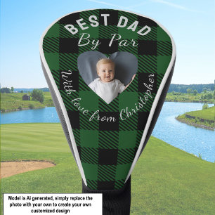 Beste papa bij par aangepaste foto groene buffelpl golfheadcover