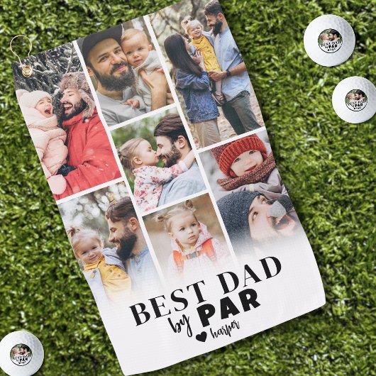 Beste papa bij Par Gepersonaliseerde foto Golfhanddoek