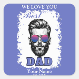 Beste Papa Biseksueel Vlag Kleuren Vaderdag Gift Vierkante Sticker