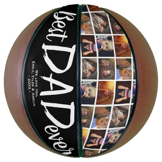 Beste papa Black Aangepast 6 Fotocollage Basketbal (Verticaal)