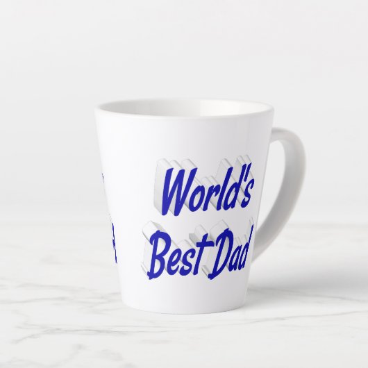Beste Papa blauw 3d tekst Vaderdag Latte Mok (Rechterhoek)