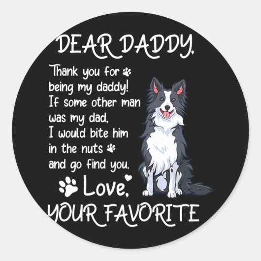 Beste papa Border Collie Dog Dad Vaderdag Ronde Sticker (Voorkant)
