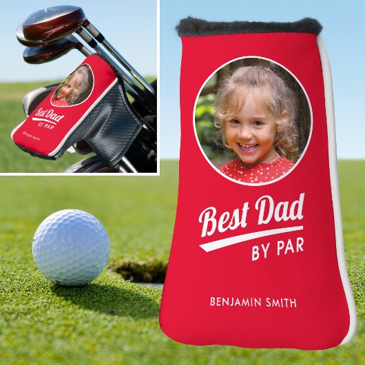 Beste Papa By Par Gepersonaliseerde Foto Rood Putt Golfheadcover