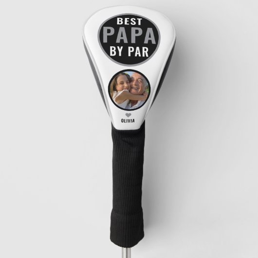 Beste Papa By Par Golf Gift Custom Naam Foto Golfheadcover (Voorkant)