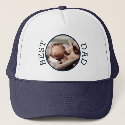 Beste papa-cirkel aangepaste foto nieuwe papa-cade trucker pet (Voorkant)