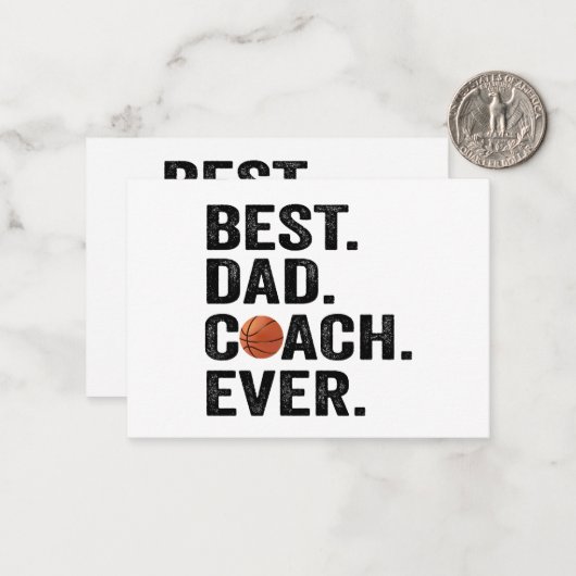 Beste Papa Coach Ooit Basketbal Vader Sport Cadeau Notitiekaartje (Voorkant / Achterkant in situ)