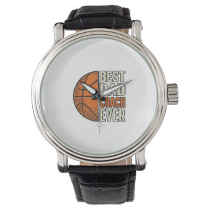 Beste Papa Coach Ooit Basketbal Vintage Vector Ont Horloge