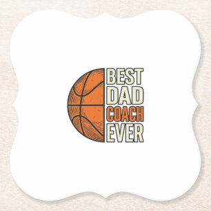 Beste Papa Coach Ooit Basketbal Vintage Vector Ont Kartonnen Onderzetters
