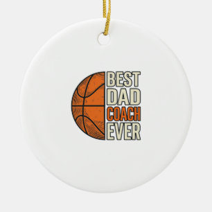 Beste Papa Coach Ooit Basketbal Vintage Vector Ont Keramisch Ornament