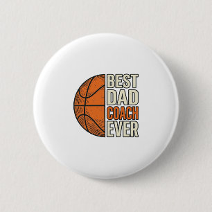 Beste Papa Coach Ooit Basketbal Vintage Vector Ont Ronde Button 5,7 Cm