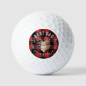 Beste Papa Custom Kinder Foto Red Buffalo Plaid Golfballen (Voorkant)