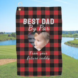 Beste Papa Custom Kinder Foto Red Buffalo Plaid Golfhanddoek