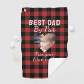 Beste Papa Custom Kinder Foto Red Buffalo Plaid Golfhanddoek (Insitu)