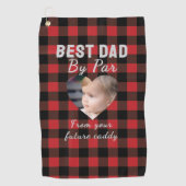Beste Papa Custom Kinder Foto Red Buffalo Plaid Golfhanddoek (Voorkant)
