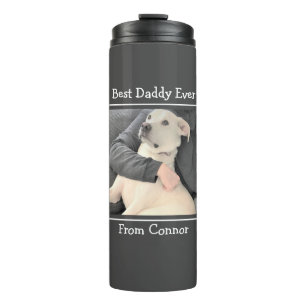 Beste papa Cute Puppy Dog die wordt gehakt Foto gr Thermosbeker