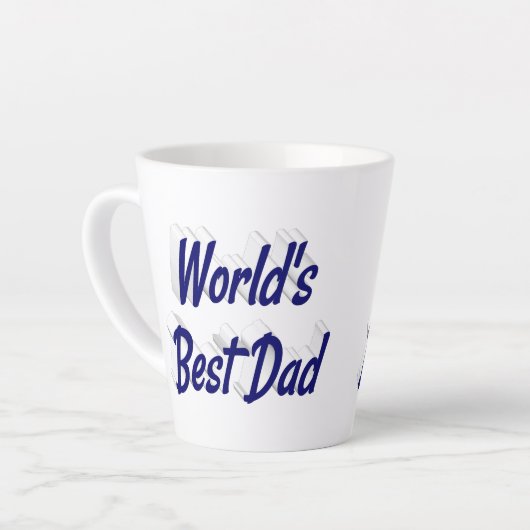 Beste Papa donkerblauwe 3d tekst Vaderdag Latte Mok (Linkerhoek)