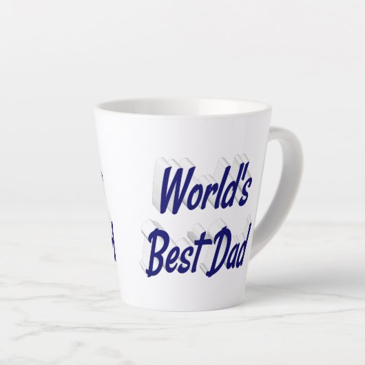 Beste Papa donkerblauwe 3d tekst Vaderdag Latte Mok (Rechterhoek)