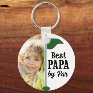 Beste Papa door Par 2 Foto's Golf Vlag Aandenken Sleutelhanger