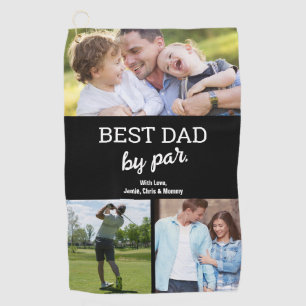Beste Papa door Par 3 Foto's Vaderdag Gift Custom Golfhanddoek