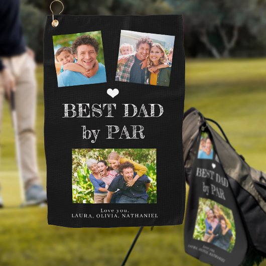 Beste papa door Par aangepaste foto collage Golfhanddoek