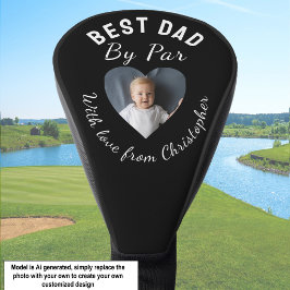 Beste Papa door Par Aangepaste Foto Groen Zwart Golfheadcover