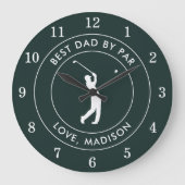 Beste papa door par aangepaste golfspeler naam gep grote klok (Voorkant)