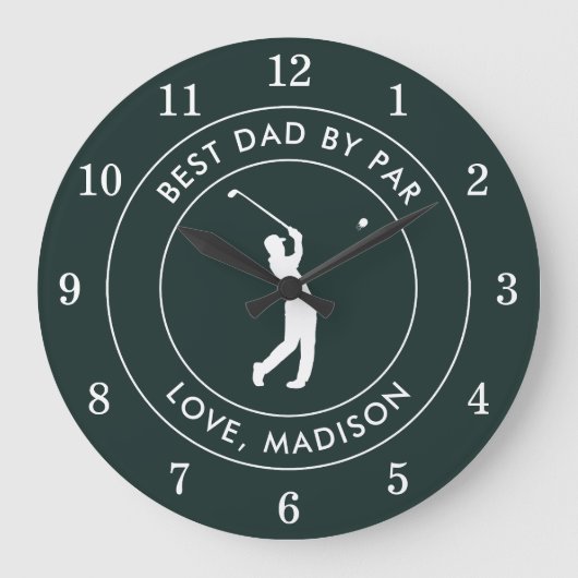 Beste papa door par aangepaste golfspeler naam gep grote klok (Voorkant)