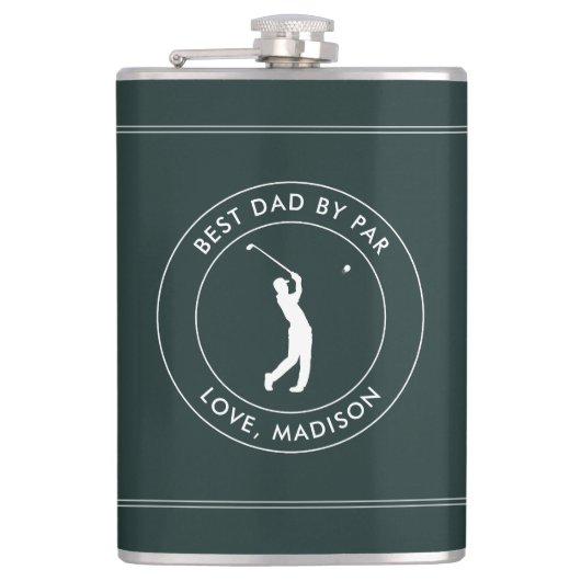 Beste papa door par aangepaste golfspeler naam gep heupfles (Voorkant)