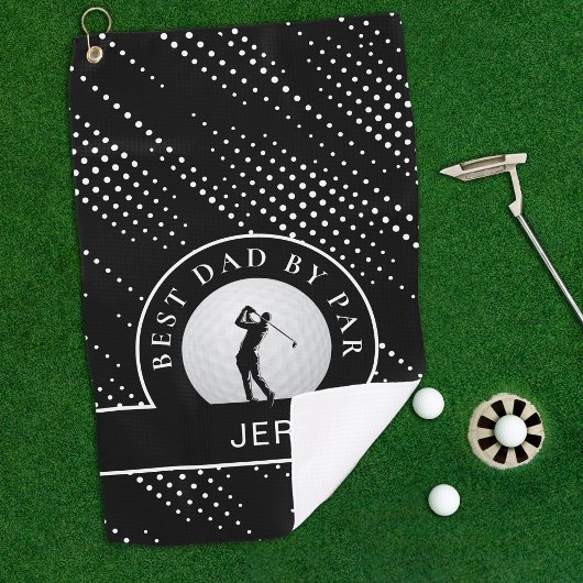 Beste Papa Door Par Aangepaste Heren Golfer Zwart  Golfhanddoek