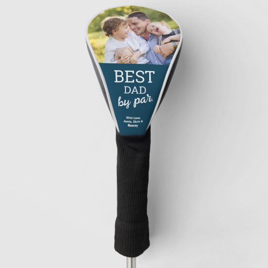 Beste papa door Par Custom Foto Vaderdag Blauw Golfheadcover (Voorkant)