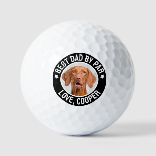 Beste papa door Par Custom Pet Dog Foto Zwart Golfballen (Voorkant)