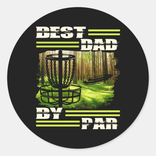 Beste papa door par Disc Golf Papa voor Vaderdag G Ronde Sticker (Voorkant)