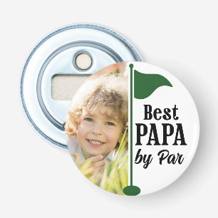Beste Papa door Par Foto Golf Vlag Button Flesopener