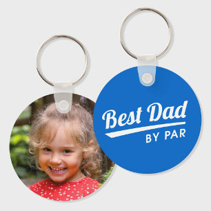 Beste papa door par gepersonaliseerde foto blauw g sleutelhanger