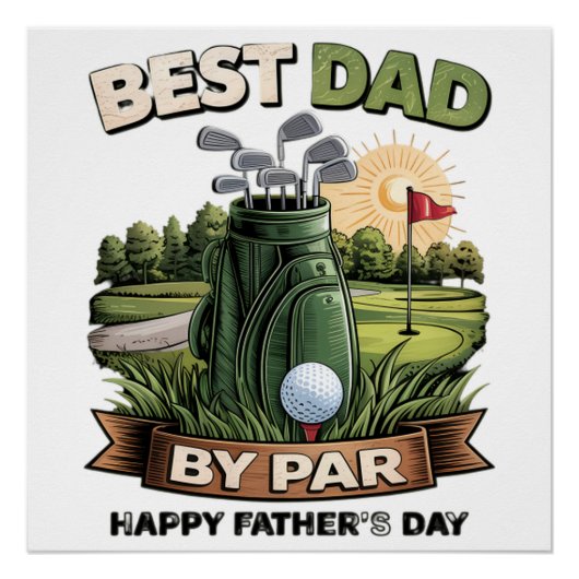 Beste papa door par golf papa grappig perfect poster (Voorkant)