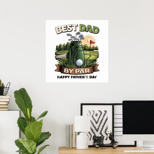 Beste Papa Door Par Golf Papa Grappig Poster (Thuiskantoor)