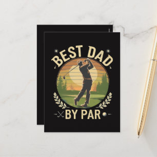 Beste Papa Door Par Golf Zonsondergang Vintage Feestdagenkaart