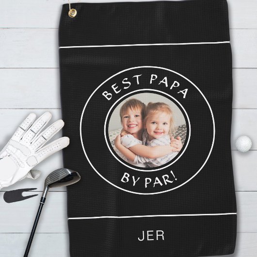 Beste Papa door Par Golfer Modern Custom Foto Zwar Golfhanddoek