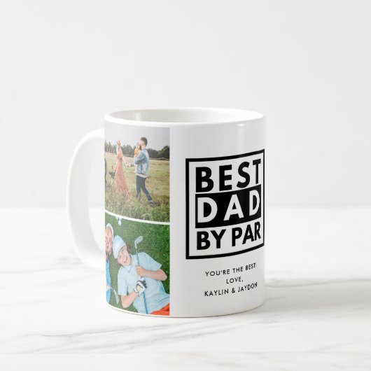 Beste papa door Par Golfing Foto Vader Gift Koffiemok (Voorkant links)