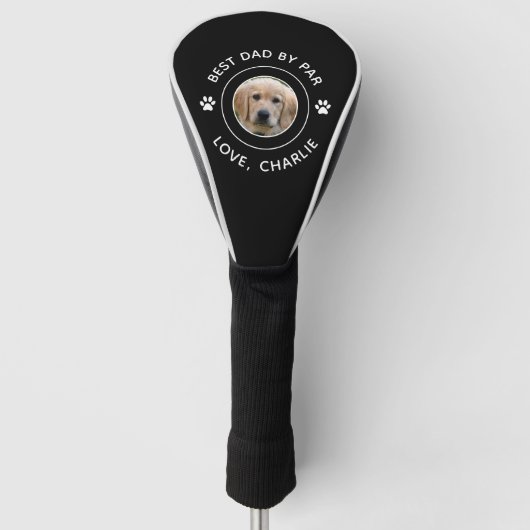 Beste papa door par hond poot print foto tekst gol golfheadcover (Voorkant)